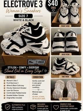 Fila Electrove 3 Chunky Sneakers - White & Black